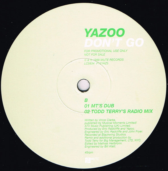 Yazoo : Don't Go (12", Promo)