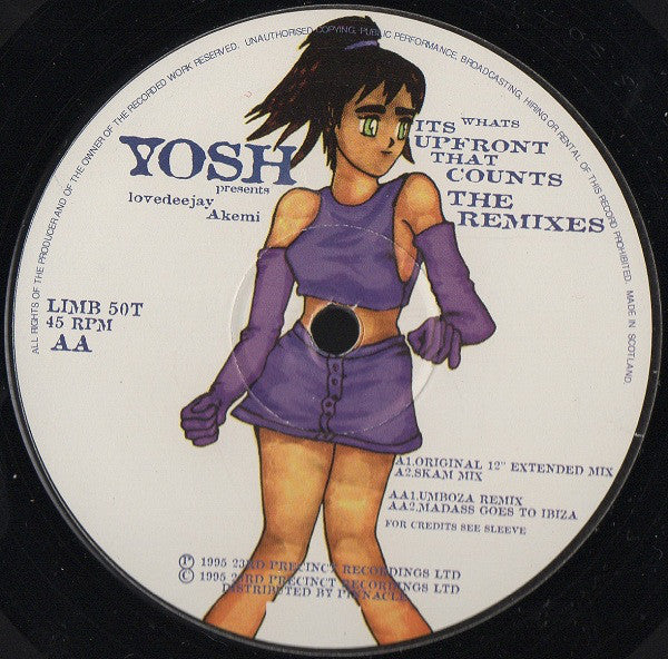 Yosh Presents Lovedeejay Akemi : It's What's Upfront That Counts (The Remixes) (12", Single)