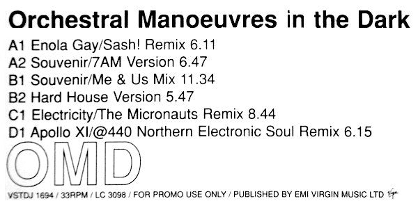 Orchestral Manoeuvres In The Dark : The OMD Remixes (2x12", Promo)