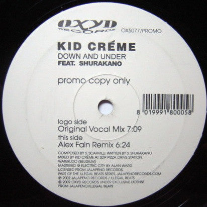 Kid Crème Feat. MC Shurakano : Down And Under (12", Promo)