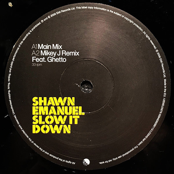 Shawn Emanuel : Slow It Down (12", Promo)