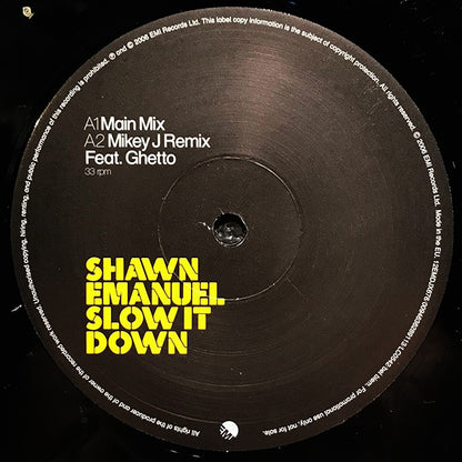Shawn Emanuel : Slow It Down (12", Promo)