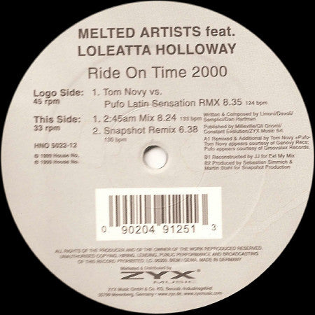 Melted Artists Feat. Loleatta Holloway : Ride On Time 2000 (12")