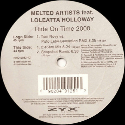Melted Artists Feat. Loleatta Holloway : Ride On Time 2000 (12")