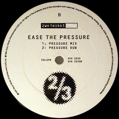 2wo Third3 : Ease The Pressure (12", Promo)