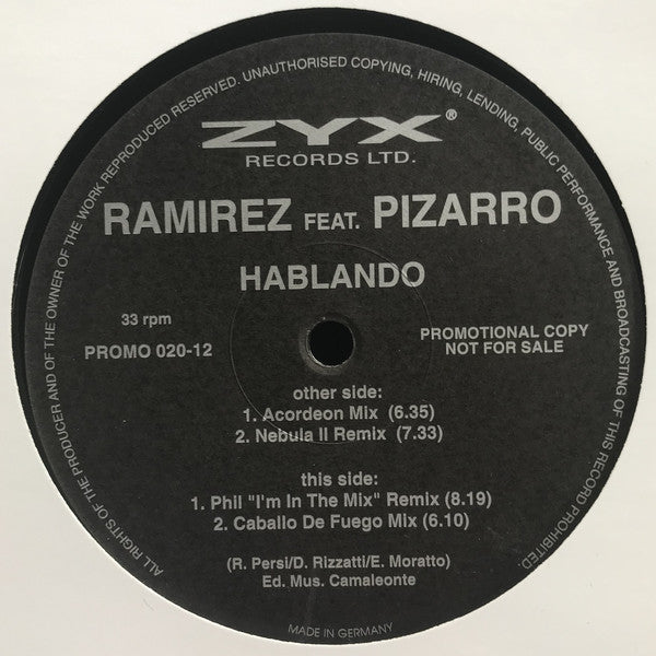 Ramirez Feat. Pizarro : Hablando (12", Promo)