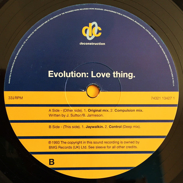 Evolution : Love Thing (12", Single)