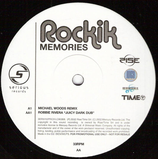 Rockik : Memories (12", Promo, 3)