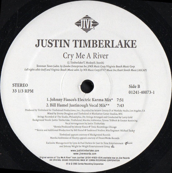 Justin Timberlake : Cry Me A River (12")