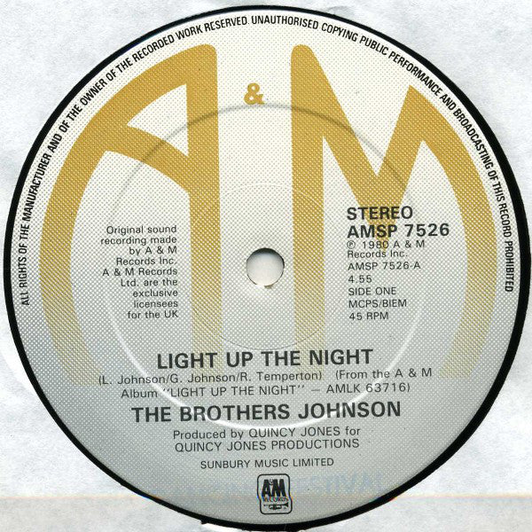The Brothers Johnson* : Light Up The Night (12", Single)