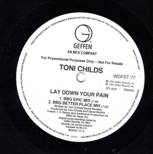 Toni Childs : Lay Down Your Pain (12", Promo)