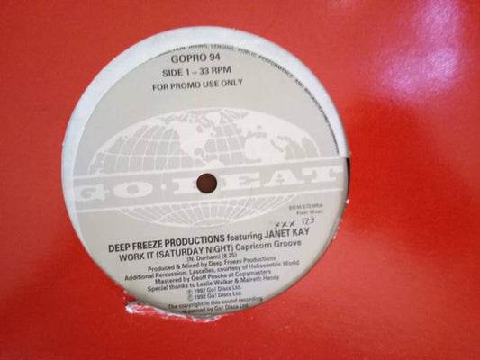 Deep Freeze Productions Featuring Janet Kay : Work It (Saturday Night) (12", Promo)