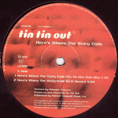 Tin Tin Out Featuring Shelley Nelson : Here's Where The Story Ends (12", Single)