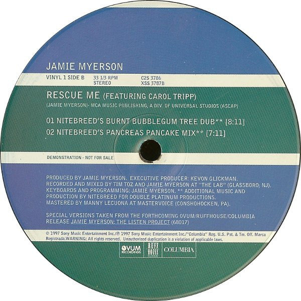 Jamie Myerson : Rescue Me (2x12", Promo)