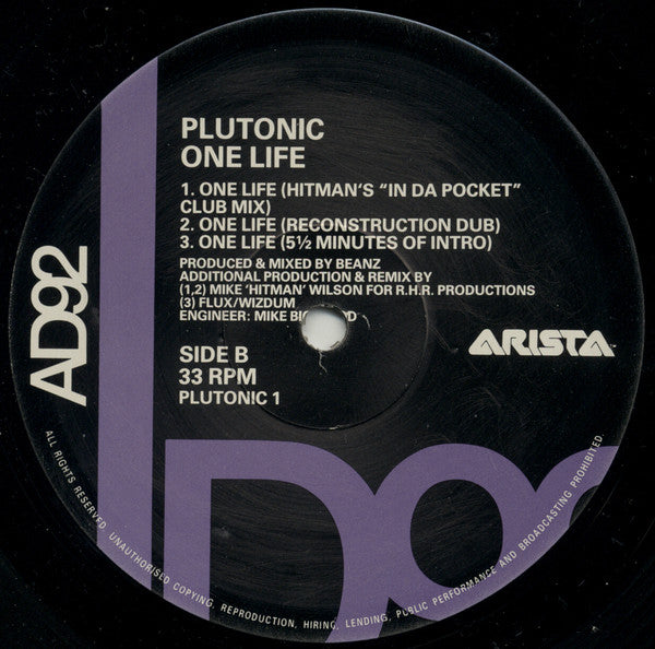 Plutonic : One Life (12", Promo)