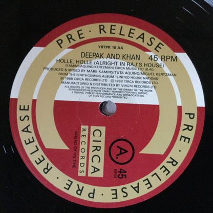 Deepak And Khan : Holle Holle (12", Promo)