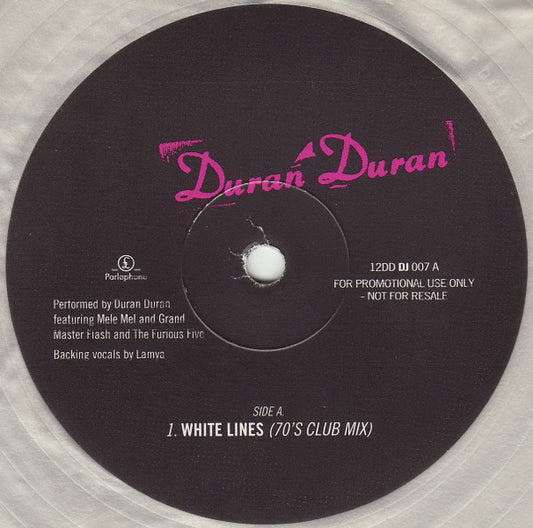 Duran Duran : White Lines (12", Promo, Whi)