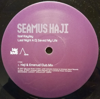 Seamus Haji Feat KayJay : Last Night A DJ Saved My Life (12")