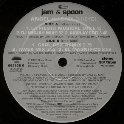 Jam & Spoon Featuring Plavka : Angel (Ladadi O-Heyo) (12")