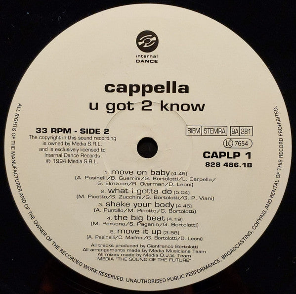 Cappella : U Got 2 Know (LP, Album)