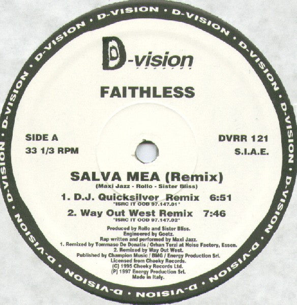 Faithless : Salva Mea (The Remixes) (12")