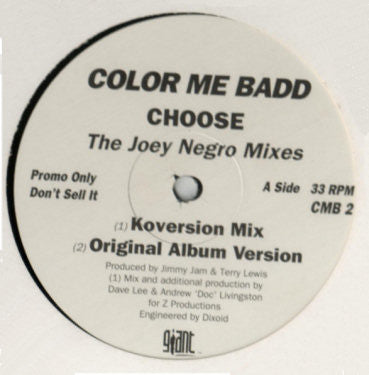 Color Me Badd : Choose (The Joey Negro Mixes) (12", Promo)