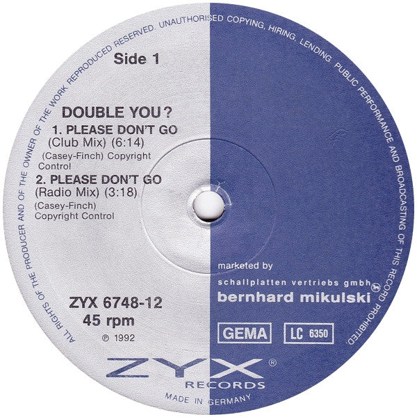 Double You : Please Don't Go (12")