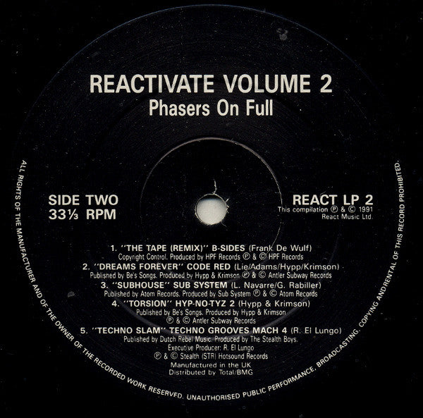 Various : Reactivate Volume #2 - Phasers On Full (LP, Comp)