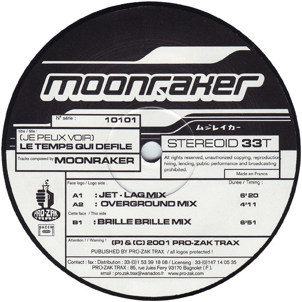 Moonraker : (Je Peux Voir) Le Temps Qui Defile (12")