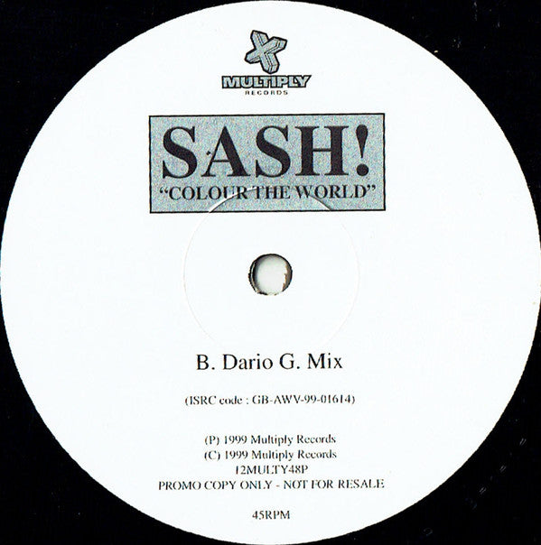 Sash! : Colour The World (2x12", Single, Promo)