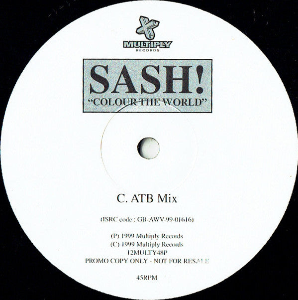 Sash! : Colour The World (2x12", Single, Promo)