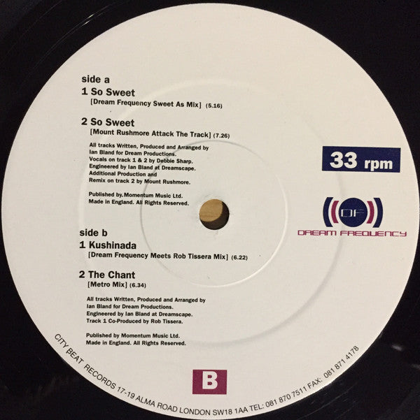 Dream Frequency : So Sweet EP (12", EP, Promo)