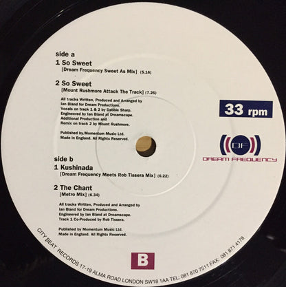 Dream Frequency : So Sweet EP (12", EP, Promo)