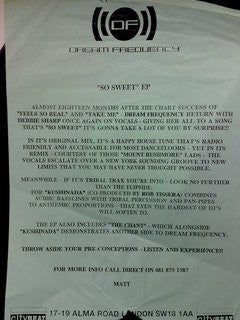 Dream Frequency : So Sweet EP (12", EP, Promo)