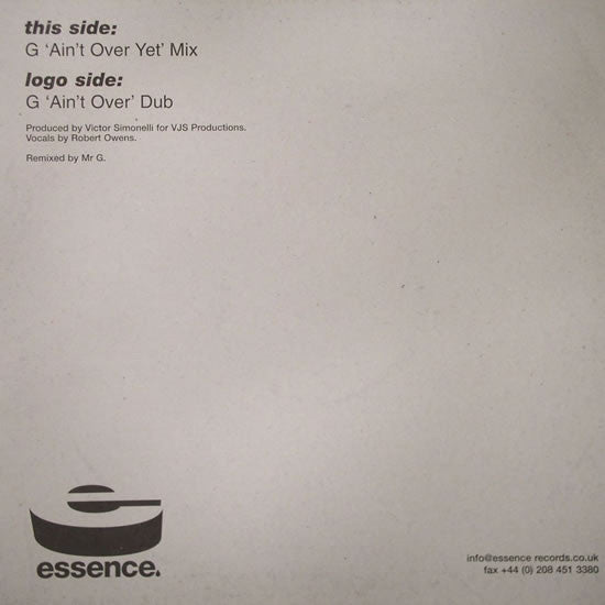 Robert Owens : Never Too Late (Mr G Mixes) (12")