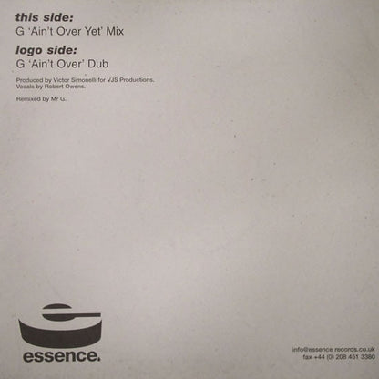 Robert Owens : Never Too Late (Mr G Mixes) (12")