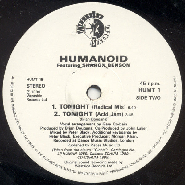 Humanoid Featuring Sharon Benson : Tonight (12")