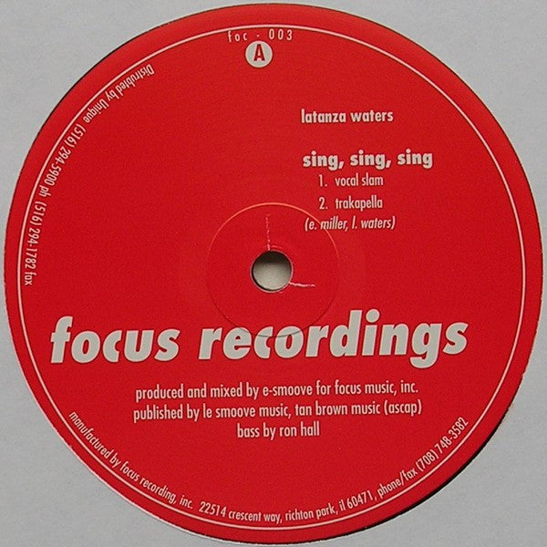 Latanza Waters : Sing, Sing, Sing (12")