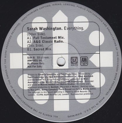 Sarah Washington : Everything (A&G / Quidam Mixes) (2x12", Promo)