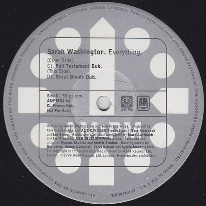 Sarah Washington : Everything (A&G / Quidam Mixes) (2x12", Promo)