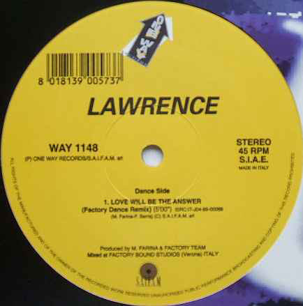 Lawrence (2) : Love Will Be The Answer (12")