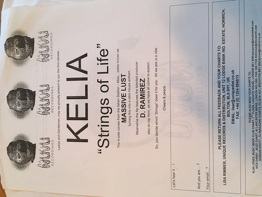 Kelia : Strings Of Life (12", Promo, W/Lbl)