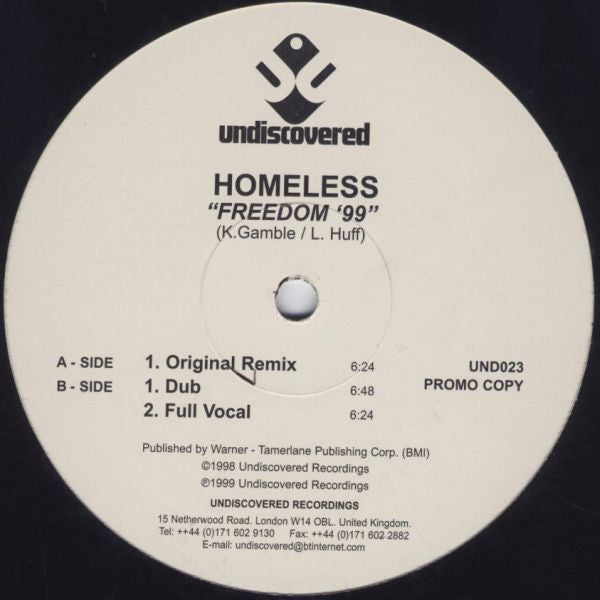 Homeless : Freedom '99 (12", Promo)