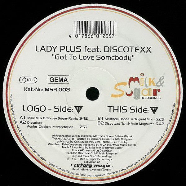 Lady Plus Feat. Discotexx : Got To Love Somebody (12")